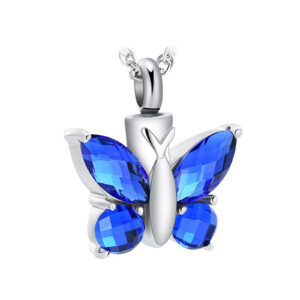 Pendentif Papillon avec Cristaux - Bleu