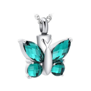Pendentif Papillon avec Cristaux - Vert