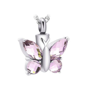 Pendentif Papillon avec Cristaux - Rose