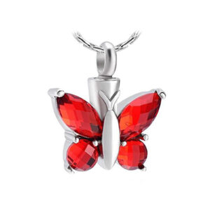 Pendentif Papillon avec Cristaux - Rouge
