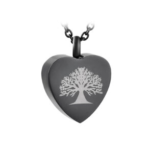 Pendentif Arbre de Vie en Cœur - Noir