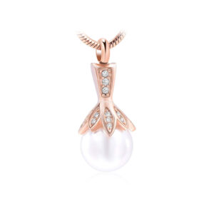 Pendentif Fleur Blanche -  Or rose