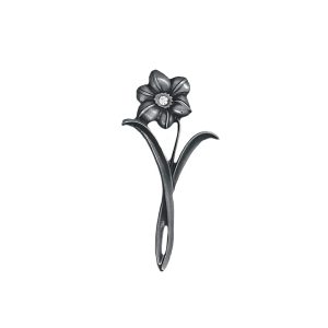 Appliqué en laiton – Fleur – Argent antique